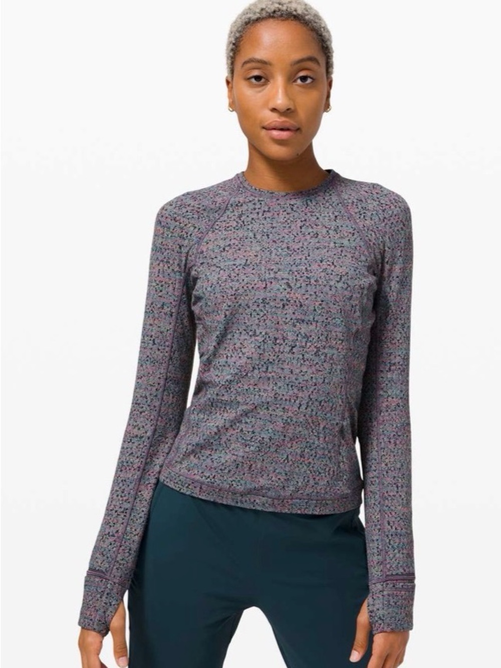 Lululemon Runderful Long Sleeve Neon Tweed Jacquard Size 10 ORG RETAIL $88